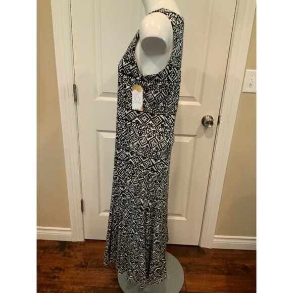 Lauren Ralph Lauren Black & White Geometric Sleeveless Trapeze Midi Dress Size M - Picture 4 of 7